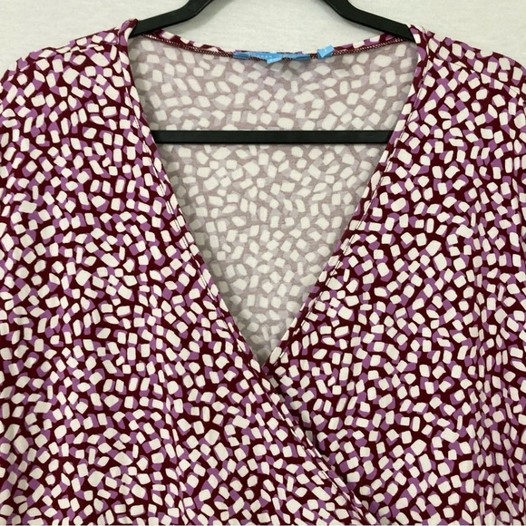 Draper James Purple White Polka Dot V Neck Stretch Tiered Casual Dress size XXL - Picture 4 of 12